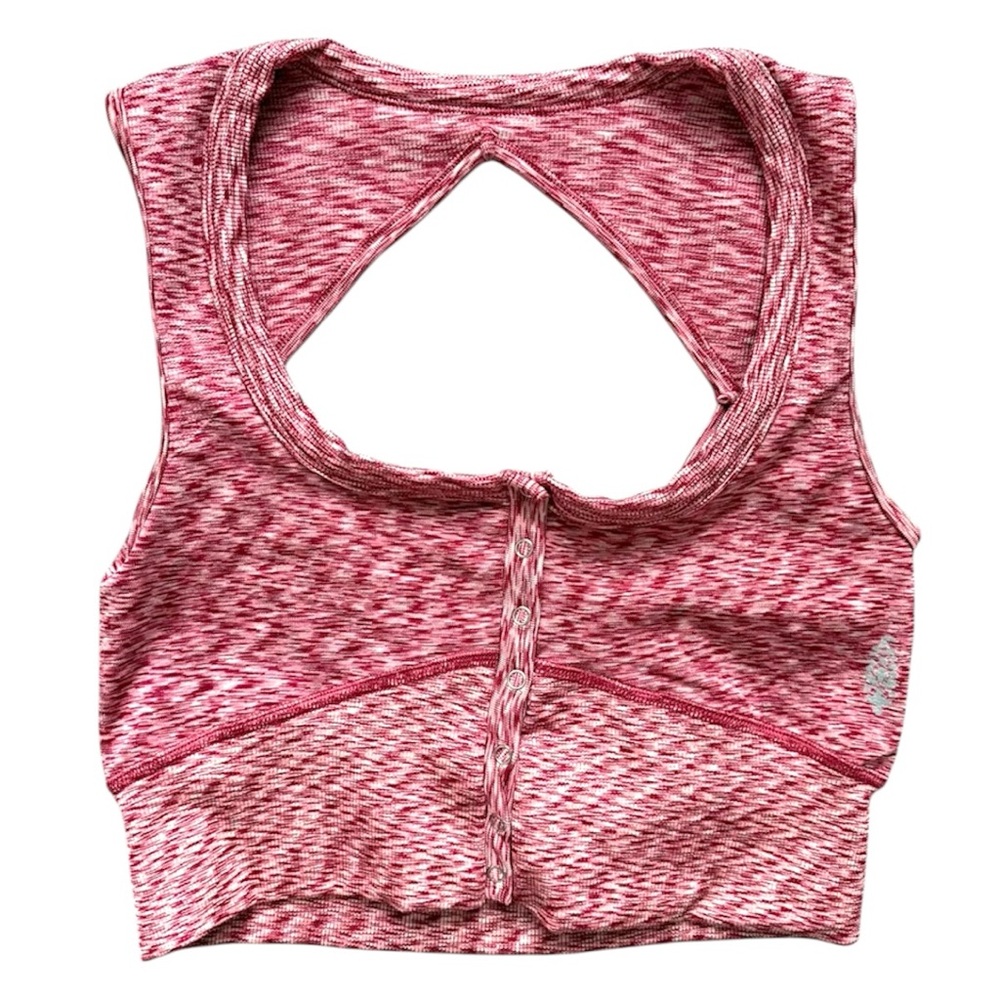NWOT FREE PEOPLE FP MOVEMENT RED CROPPED BUTTON UP TOP - Picture 3 of 10
